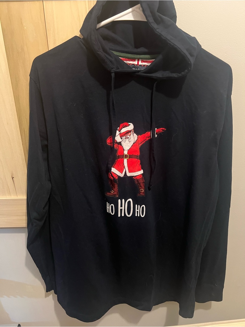Denim & Flower Men's Black Hoodie with Red Star Detail